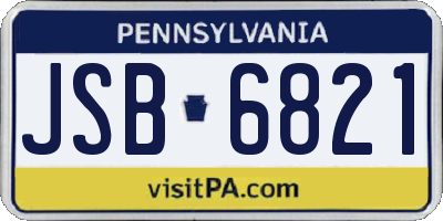 PA license plate JSB6821