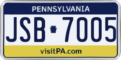 PA license plate JSB7005