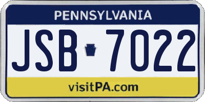 PA license plate JSB7022