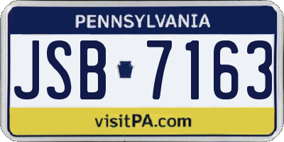 PA license plate JSB7163