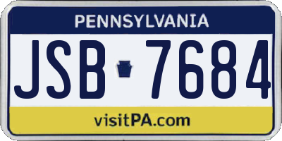 PA license plate JSB7684