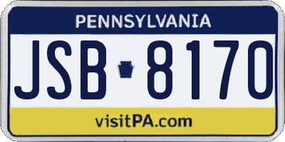 PA license plate JSB8170