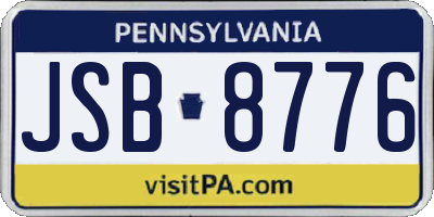 PA license plate JSB8776