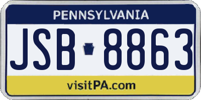PA license plate JSB8863