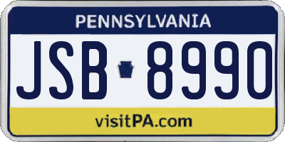 PA license plate JSB8990