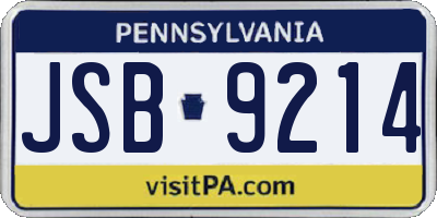 PA license plate JSB9214