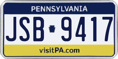 PA license plate JSB9417