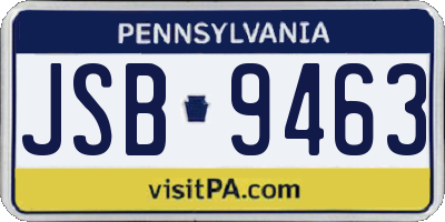 PA license plate JSB9463
