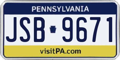 PA license plate JSB9671