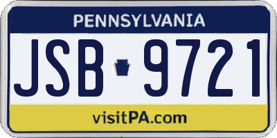 PA license plate JSB9721