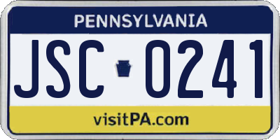 PA license plate JSC0241
