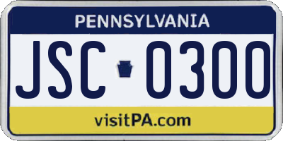 PA license plate JSC0300