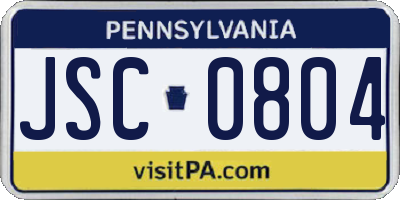 PA license plate JSC0804