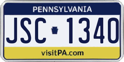 PA license plate JSC1340