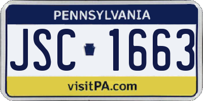 PA license plate JSC1663