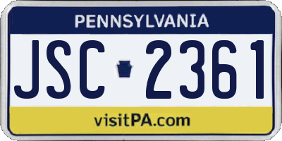 PA license plate JSC2361