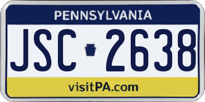 PA license plate JSC2638