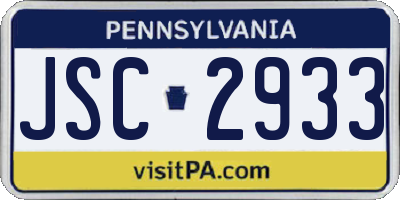 PA license plate JSC2933