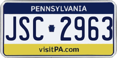 PA license plate JSC2963