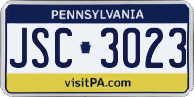 PA license plate JSC3023