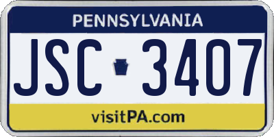 PA license plate JSC3407