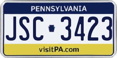 PA license plate JSC3423
