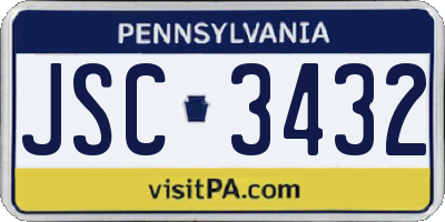 PA license plate JSC3432