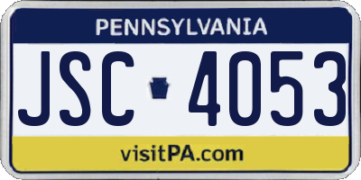 PA license plate JSC4053
