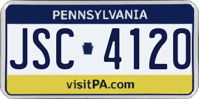 PA license plate JSC4120