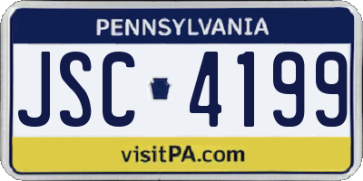 PA license plate JSC4199