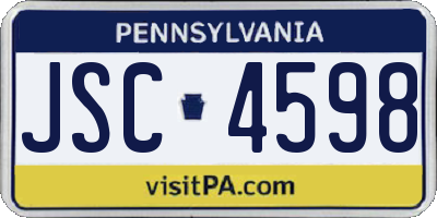 PA license plate JSC4598