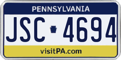PA license plate JSC4694