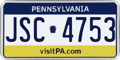 PA license plate JSC4753