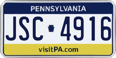 PA license plate JSC4916