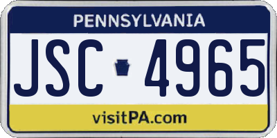 PA license plate JSC4965
