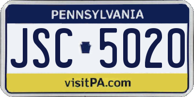 PA license plate JSC5020