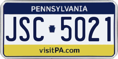 PA license plate JSC5021