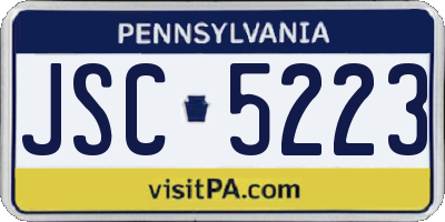 PA license plate JSC5223