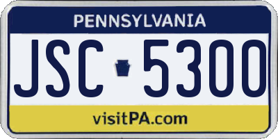 PA license plate JSC5300