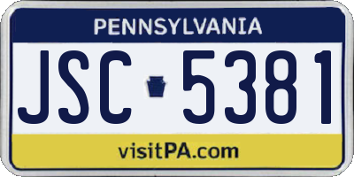 PA license plate JSC5381