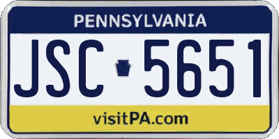 PA license plate JSC5651
