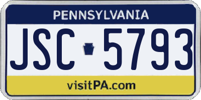 PA license plate JSC5793