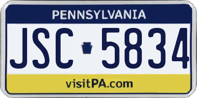 PA license plate JSC5834