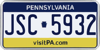 PA license plate JSC5932