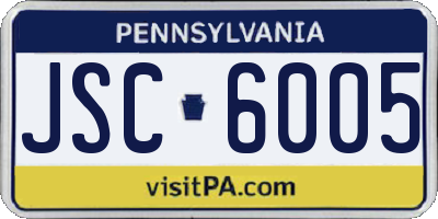 PA license plate JSC6005