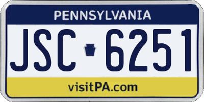 PA license plate JSC6251