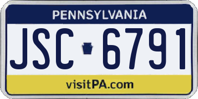 PA license plate JSC6791