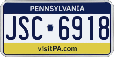 PA license plate JSC6918