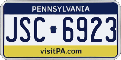 PA license plate JSC6923