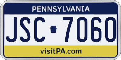 PA license plate JSC7060